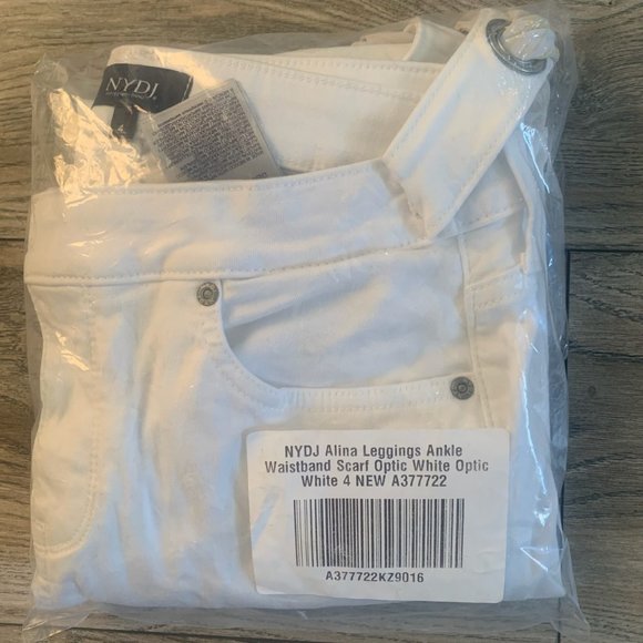 NWT NYDJ ALINA ANKLE DENIM LEGGINGS WAISTBAND SCARF OPTIC WHITE - Picture 10 of 16